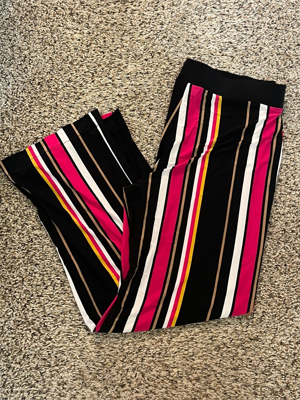INC International Concepts Stripe Wide Leg Pant Black Pink Size Large